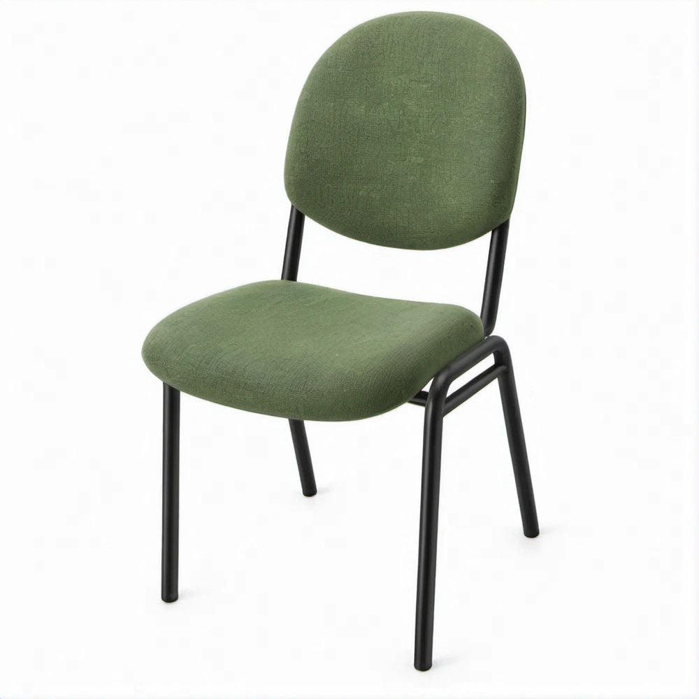 Cadeira Estofada Verde com Estrutura de Aço Preta 46 x 52 x 80 cm