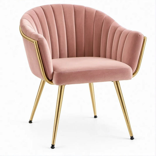 Cadeira de Jantar em Veludo Rosa com Estrutura Dourada 58 x 57 x 80 cm