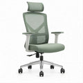 Cadeira de Escritório Ergonómica Verde-sálvia com Encosto em Malha, Apoio de Cabeça e Braços, 66 x 66 x 118-128 cm