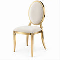 Cadeira de Jantar com Encosto Redondo Dourada e Branco Marfim 50 x 58 x 103 cm
